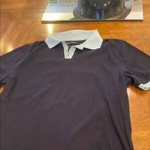 Banana Republic Navy Blue Polo Shirt with Light Blue Collar